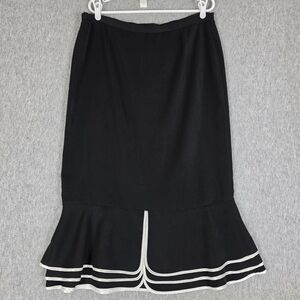 Midnight Velvet Ruffled Tulip Skirt Black White Women's 14 Modest